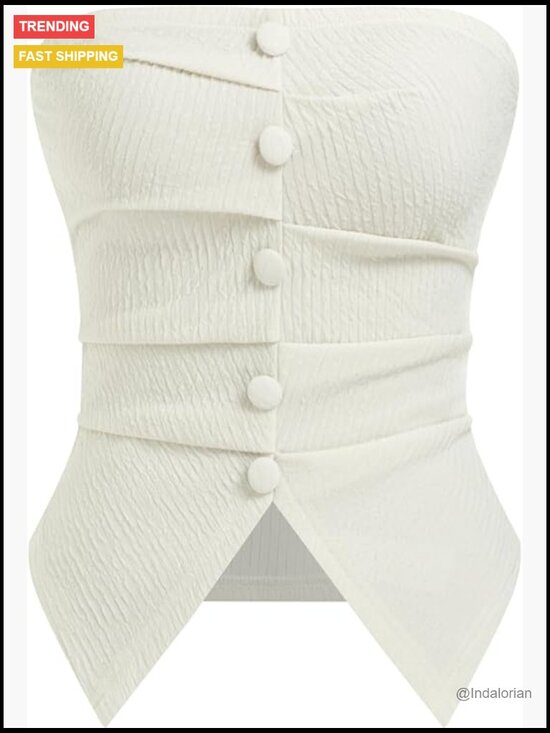Tops - Split Strapless Ruched Crop Top Tube Top Going Out Y2K Summer Outfit